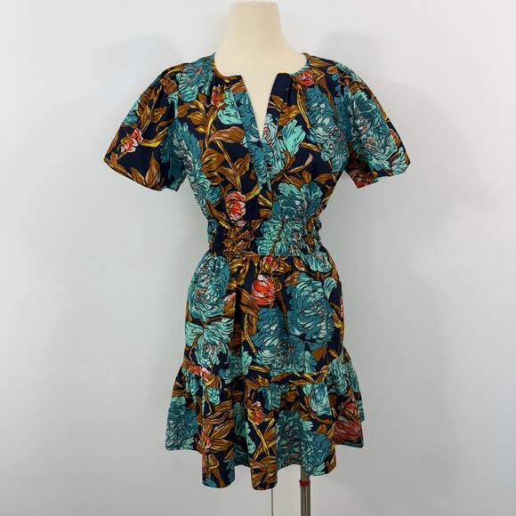 Anthropologie Somerset Cotton Mini Dress in Blue Floral M - Picture 2 of 10
